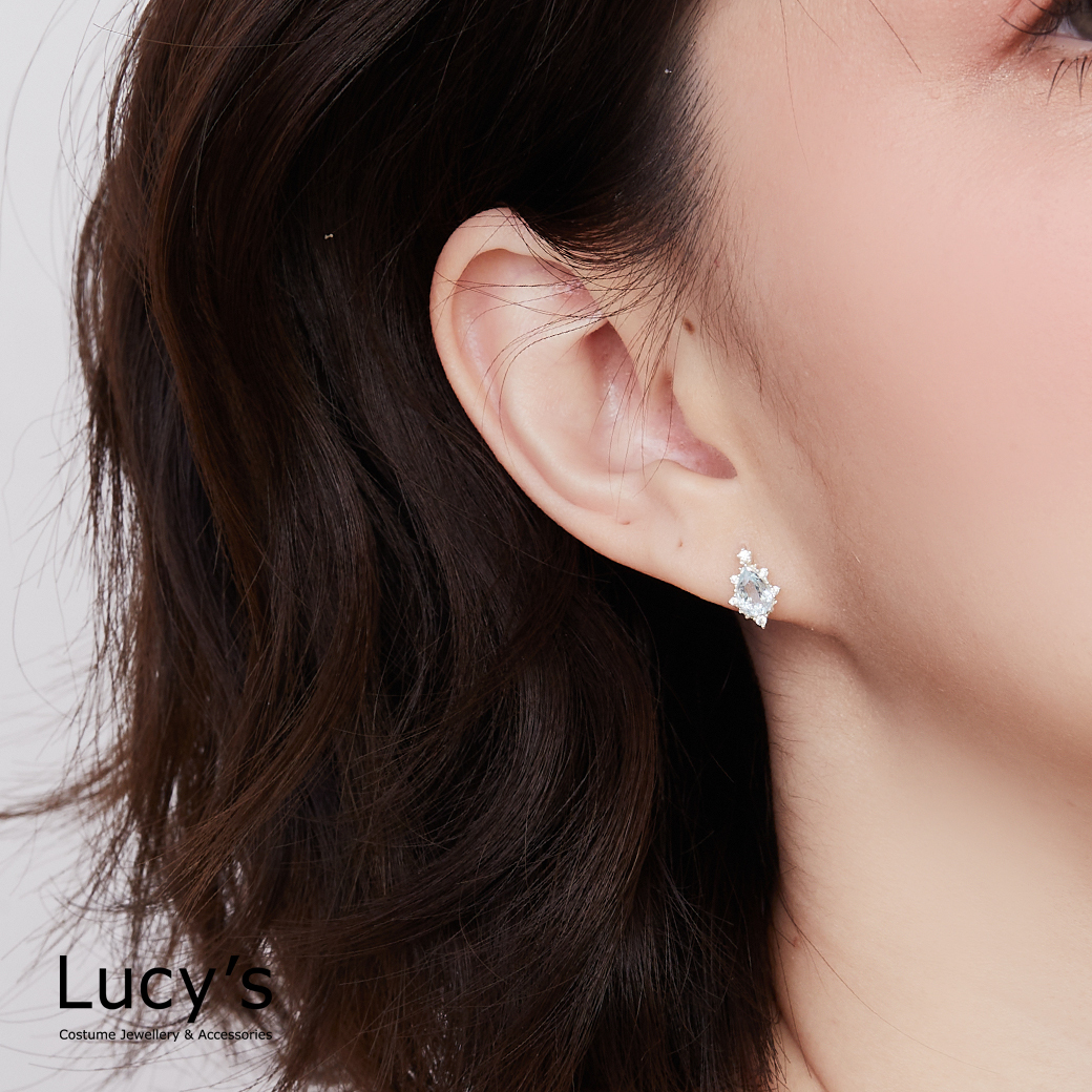 925純銀 星光滴露 耳環 (二色) (129906/130428)