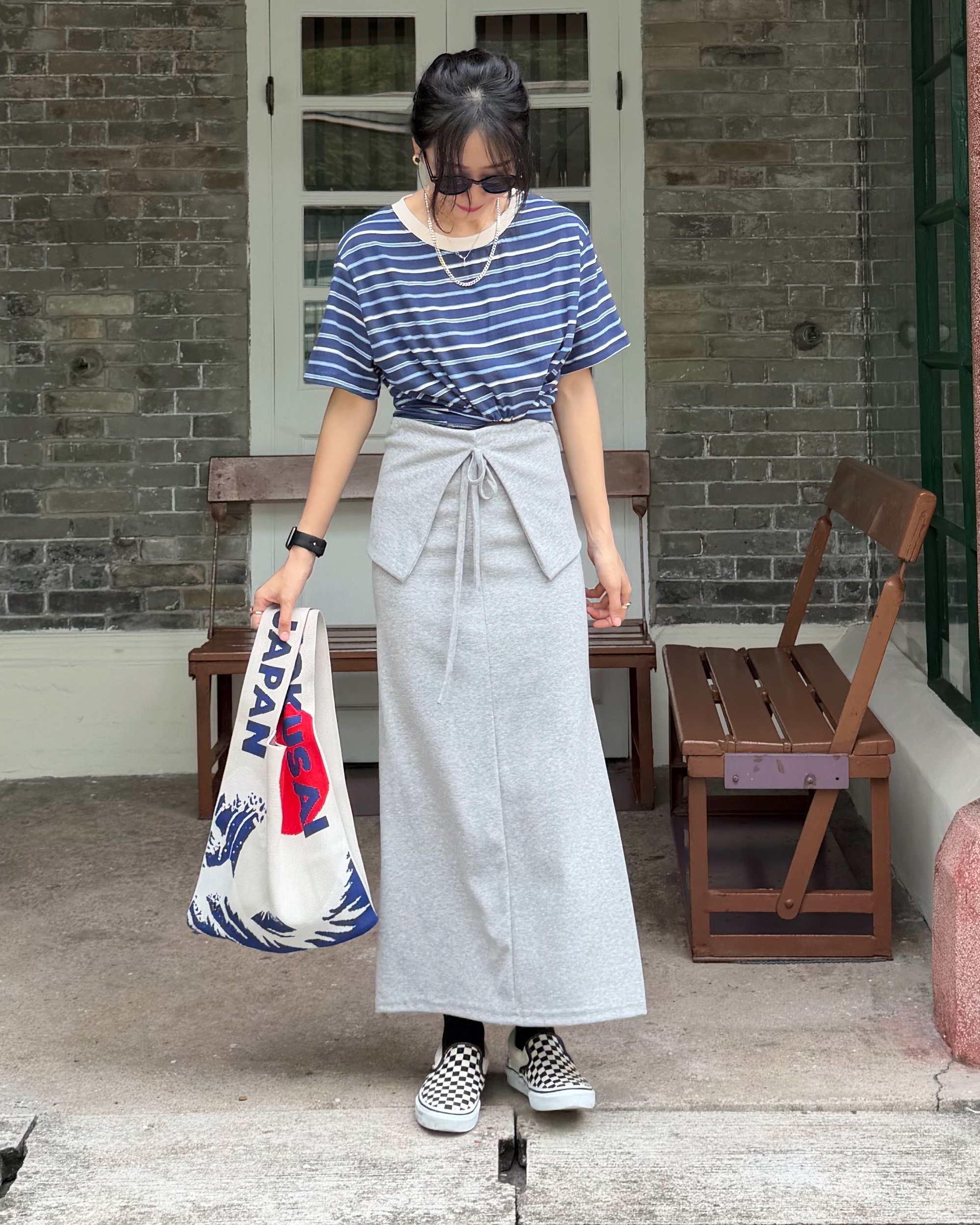 4月新品♥全橡筋腰skinny skirt