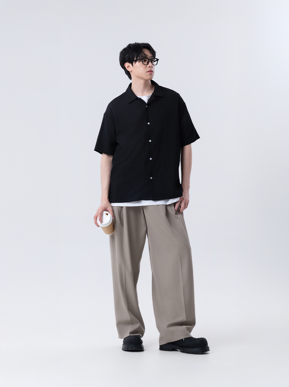 肌理感短袖襯衫