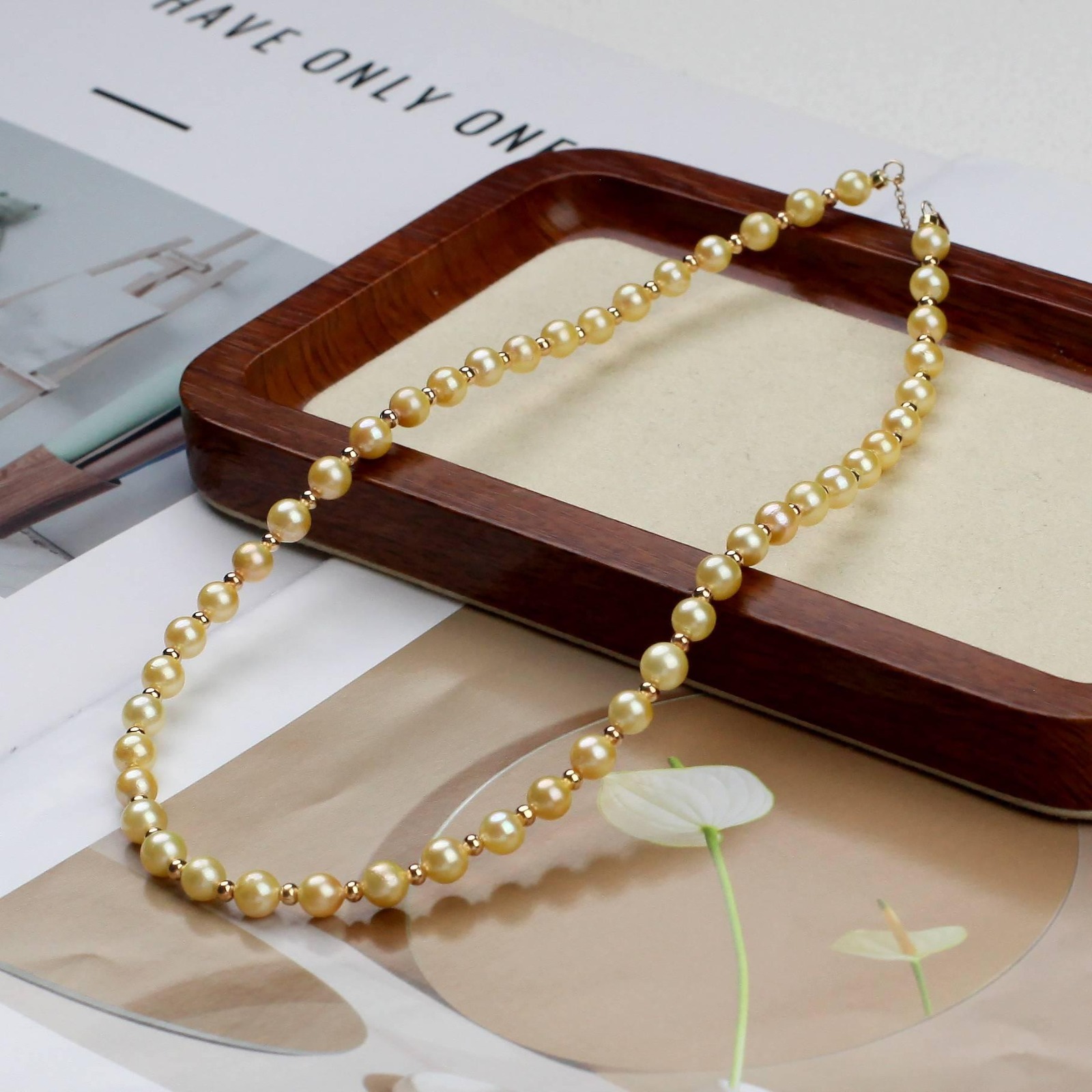 (EC51) 5-6MM天然海水羽黄金珍珠串鏈(S925) - #珍珠 #2004PE