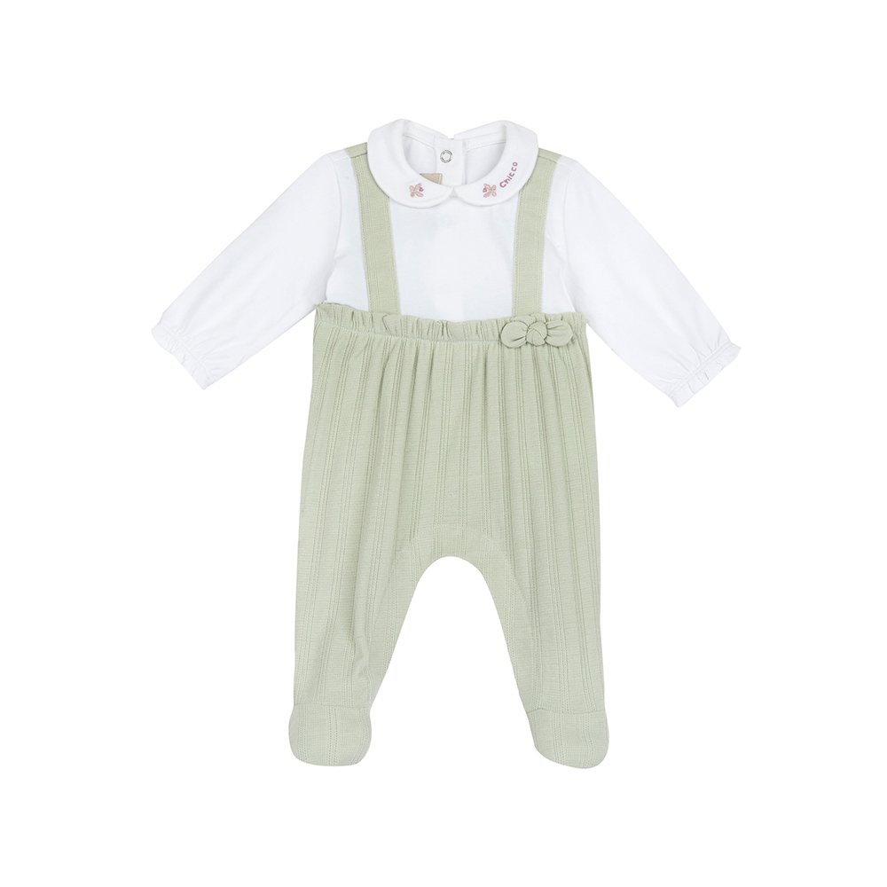 莫蘭迪花園-假兩件式有領後開長袖兔裝