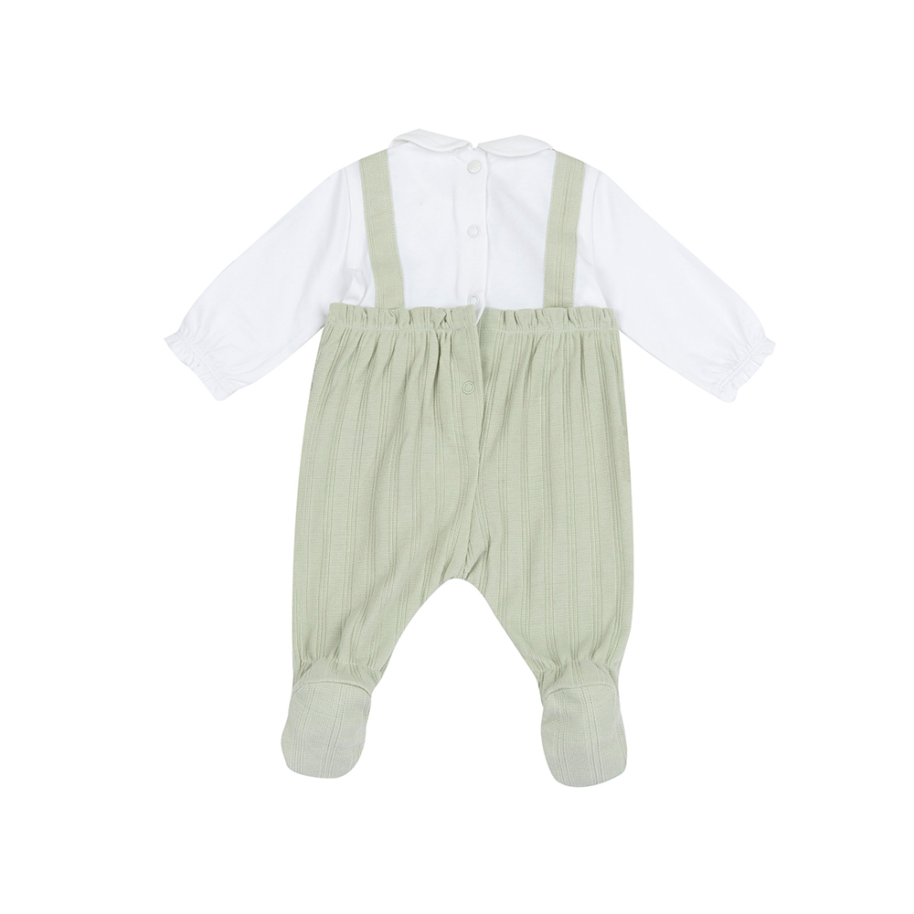 莫蘭迪花園-假兩件式有領後開長袖兔裝