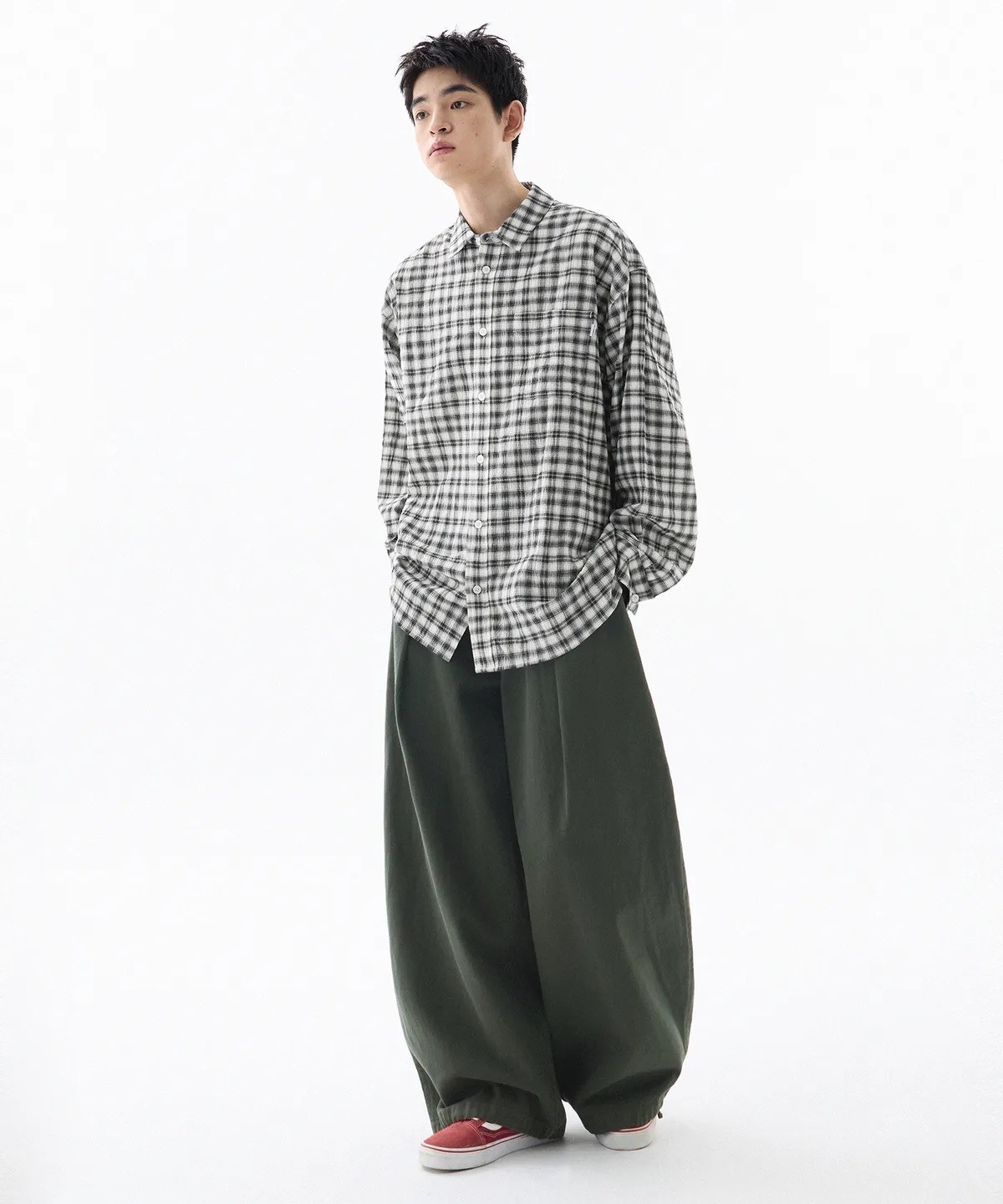 FILLUMINATE 格紋皺感襯衫