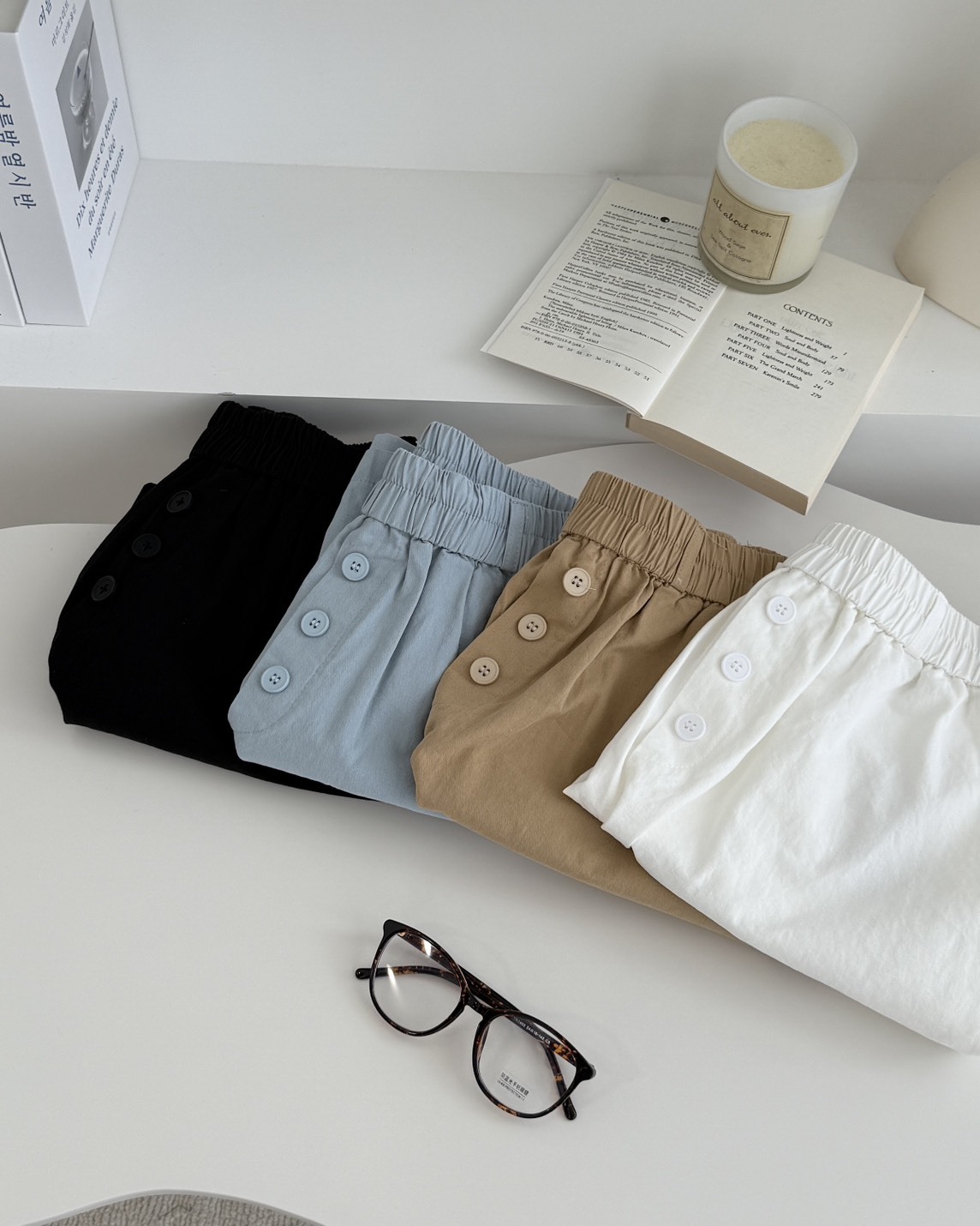 法朵Fado shop｜初夏調色盤排扣四分短褲 2705006 四色