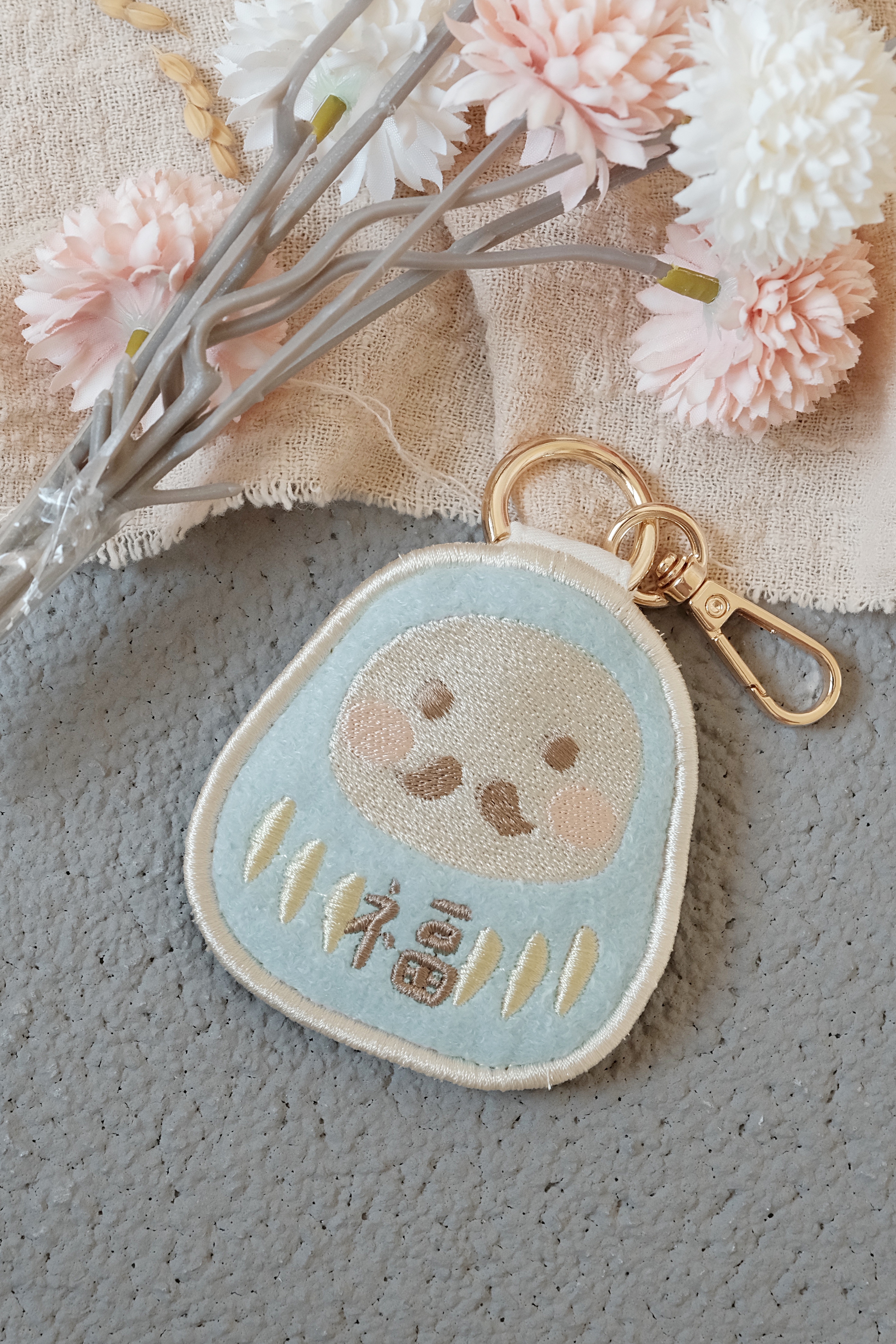 Hi Y.P store-刺繡鑰匙圈-獨家設計-達摩 ( 藍 )