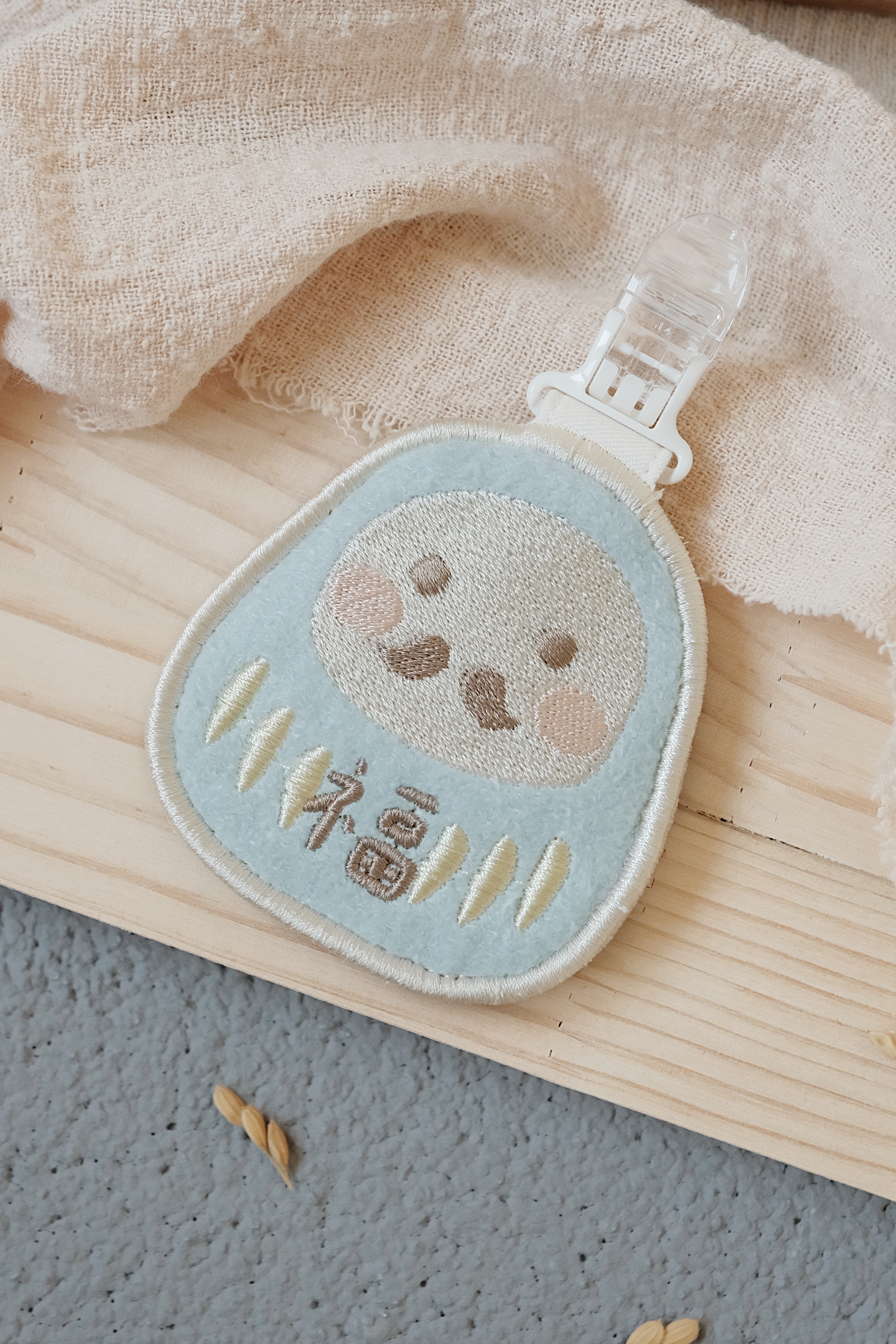 Hi Y.P store-刺繡平安符袋-獨家設計-達摩 ( 藍 )