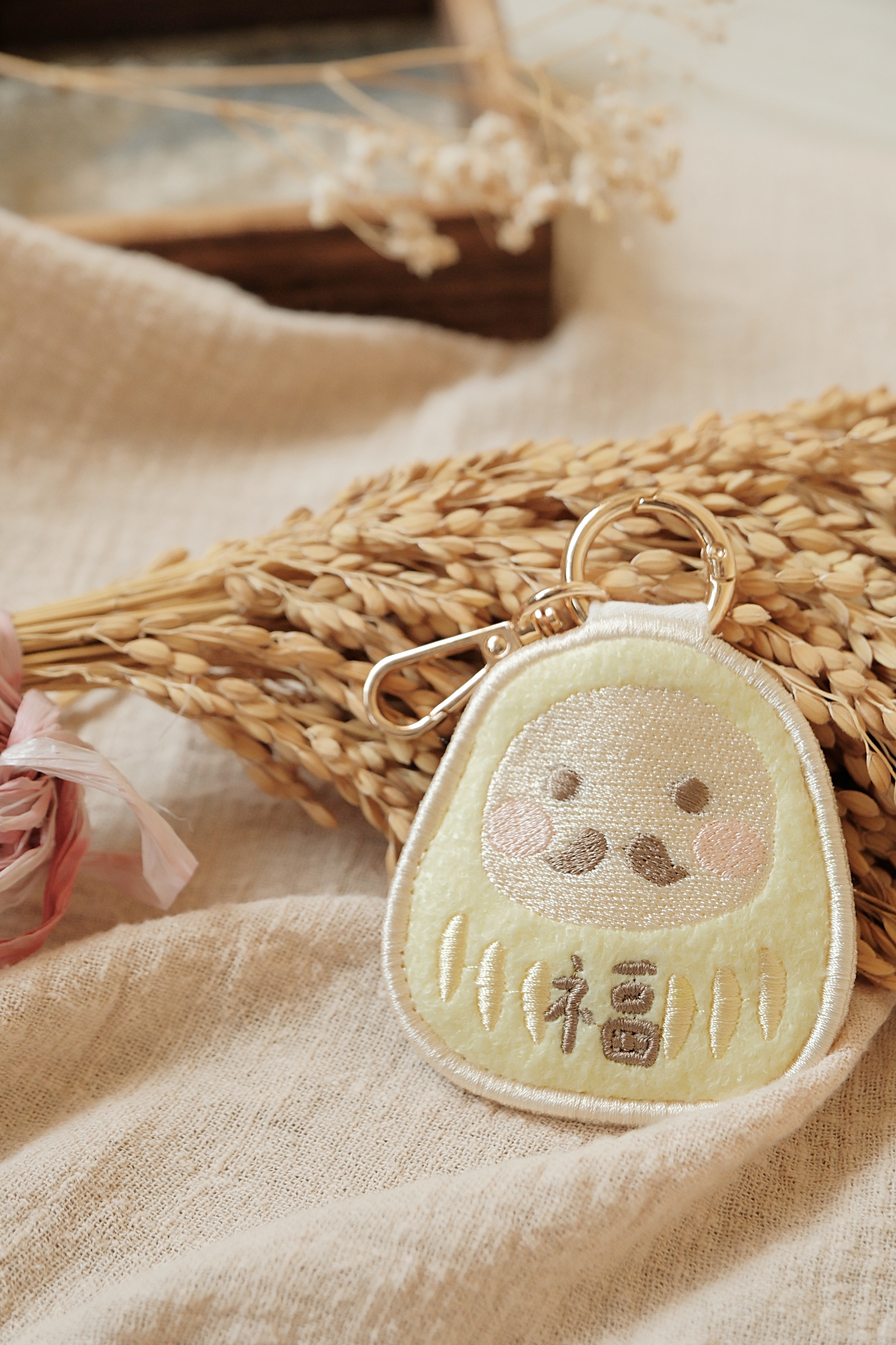 Hi Y.P store-刺繡鑰匙圈-獨家設計-達摩 ( 黃 )