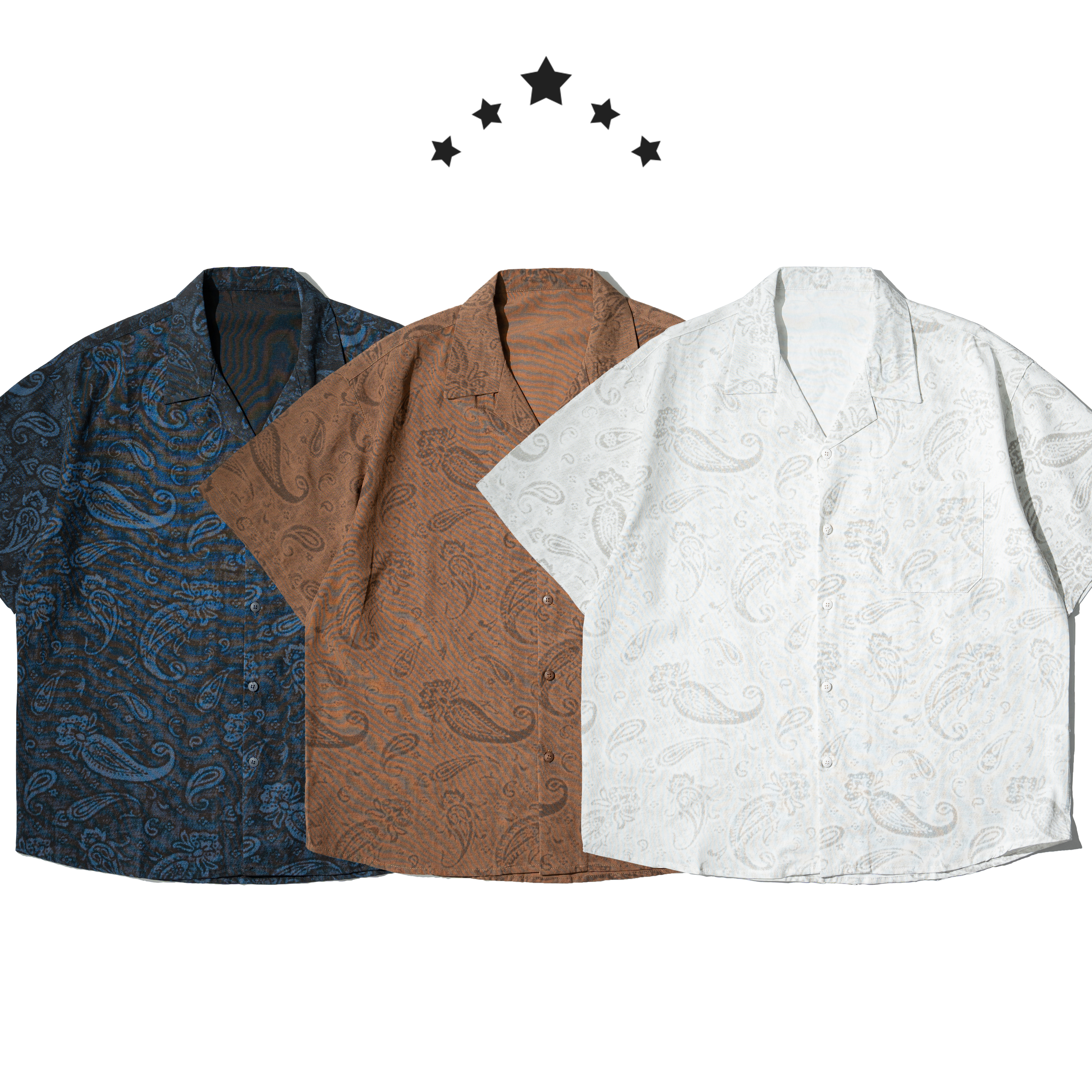 Cotton Linen Paisley Shirts 棉麻 變形蟲 短袖襯衫 [FT502]