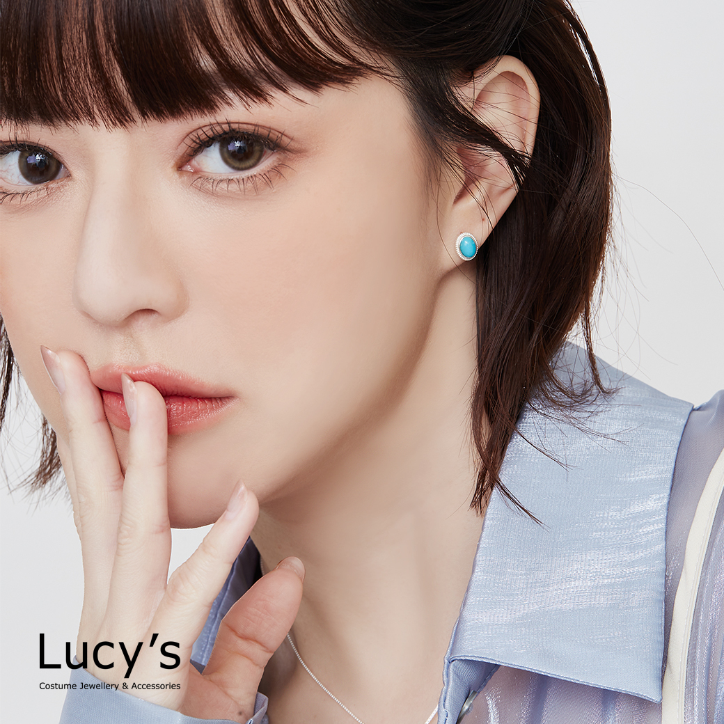 925純銀 花邊綠松石 耳環 (128266)