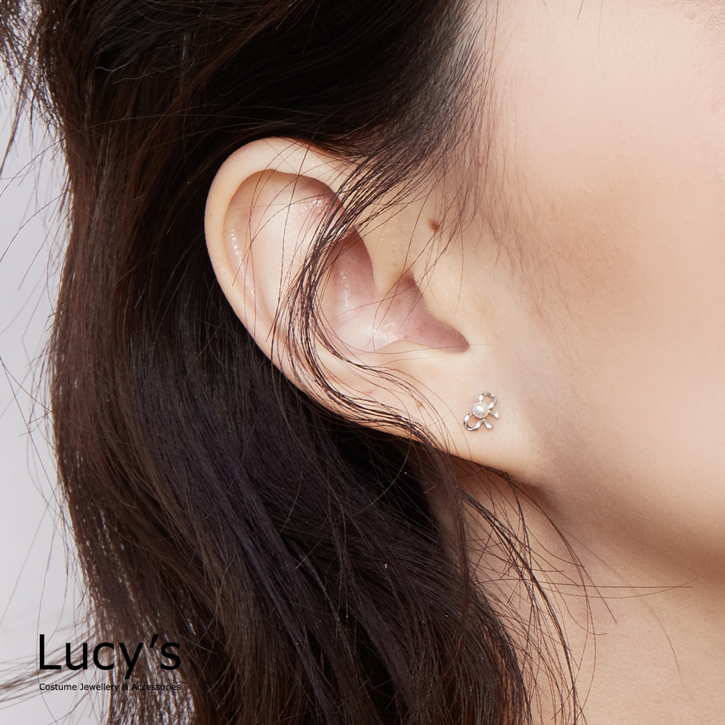 珍珠小蝶結 耳環 (二色) (114311/114313)