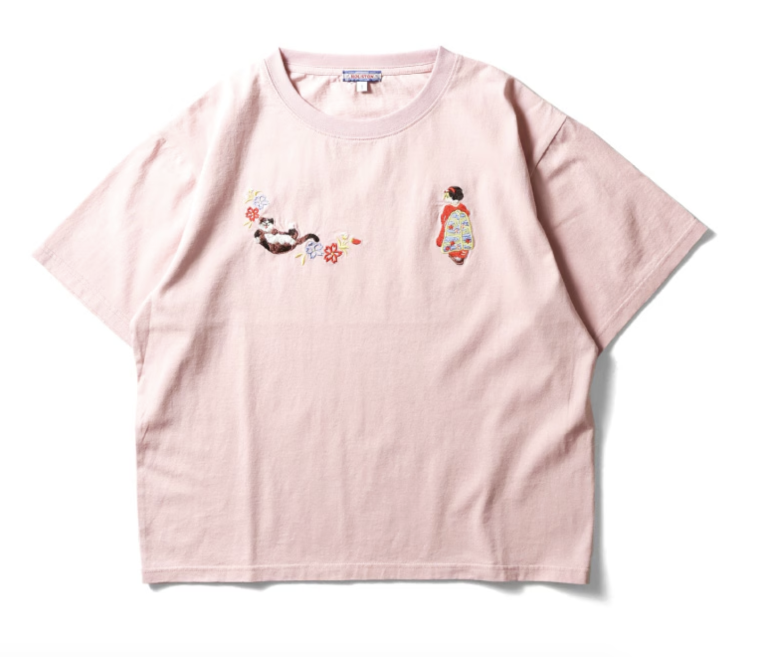 HOUSTON woman  EMBROIDERY TEE (MAIKO) / 刺繍半袖TEE