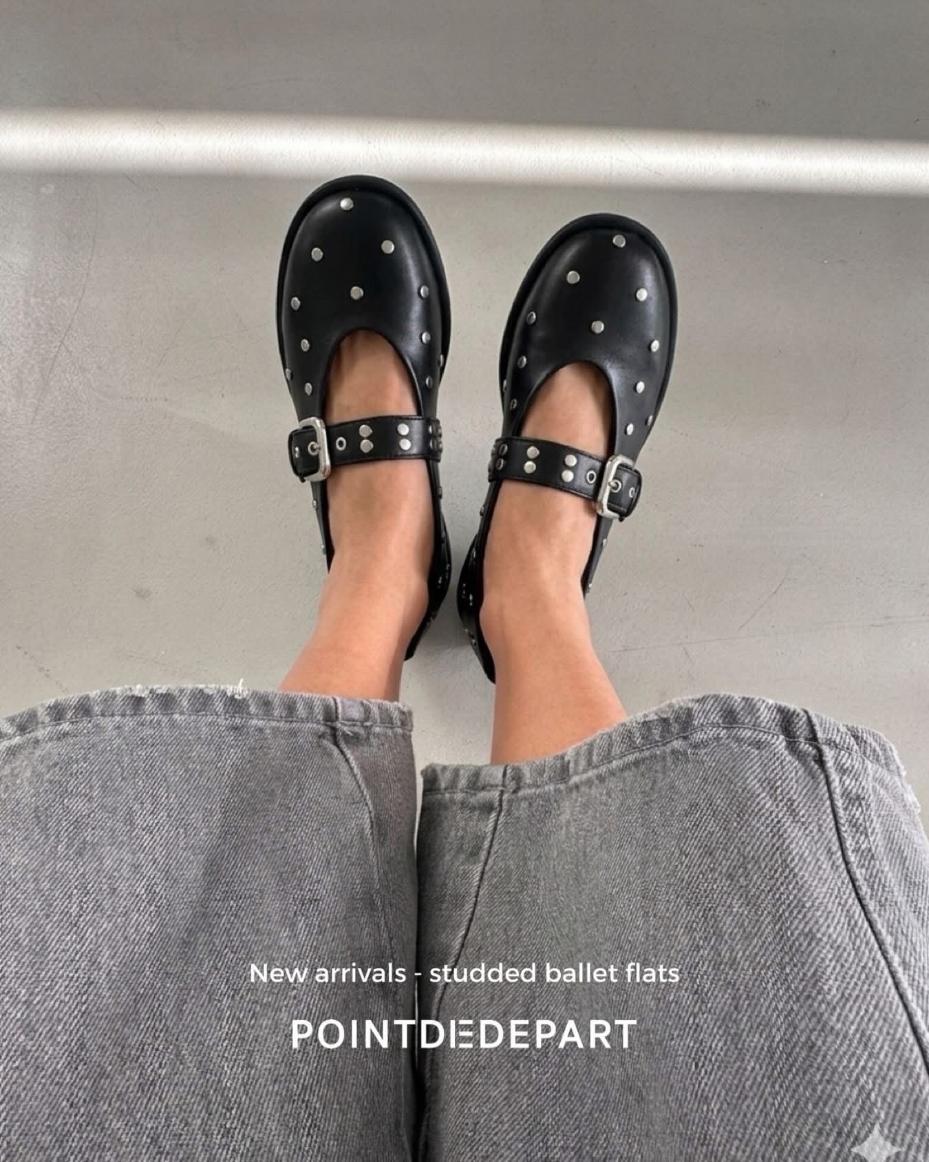 Studs round toes ballet