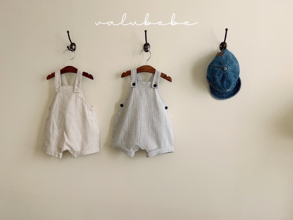 Valubebe 條紋反摺吊帶褲 / 2色