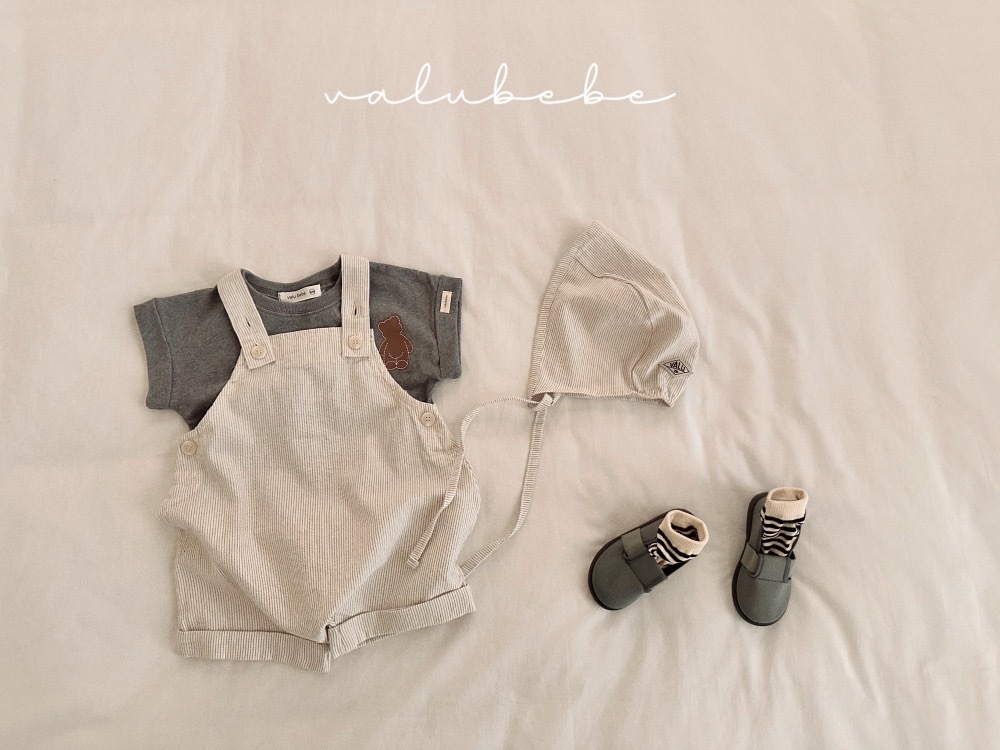 Valubebe 條紋反摺吊帶褲 / 2色