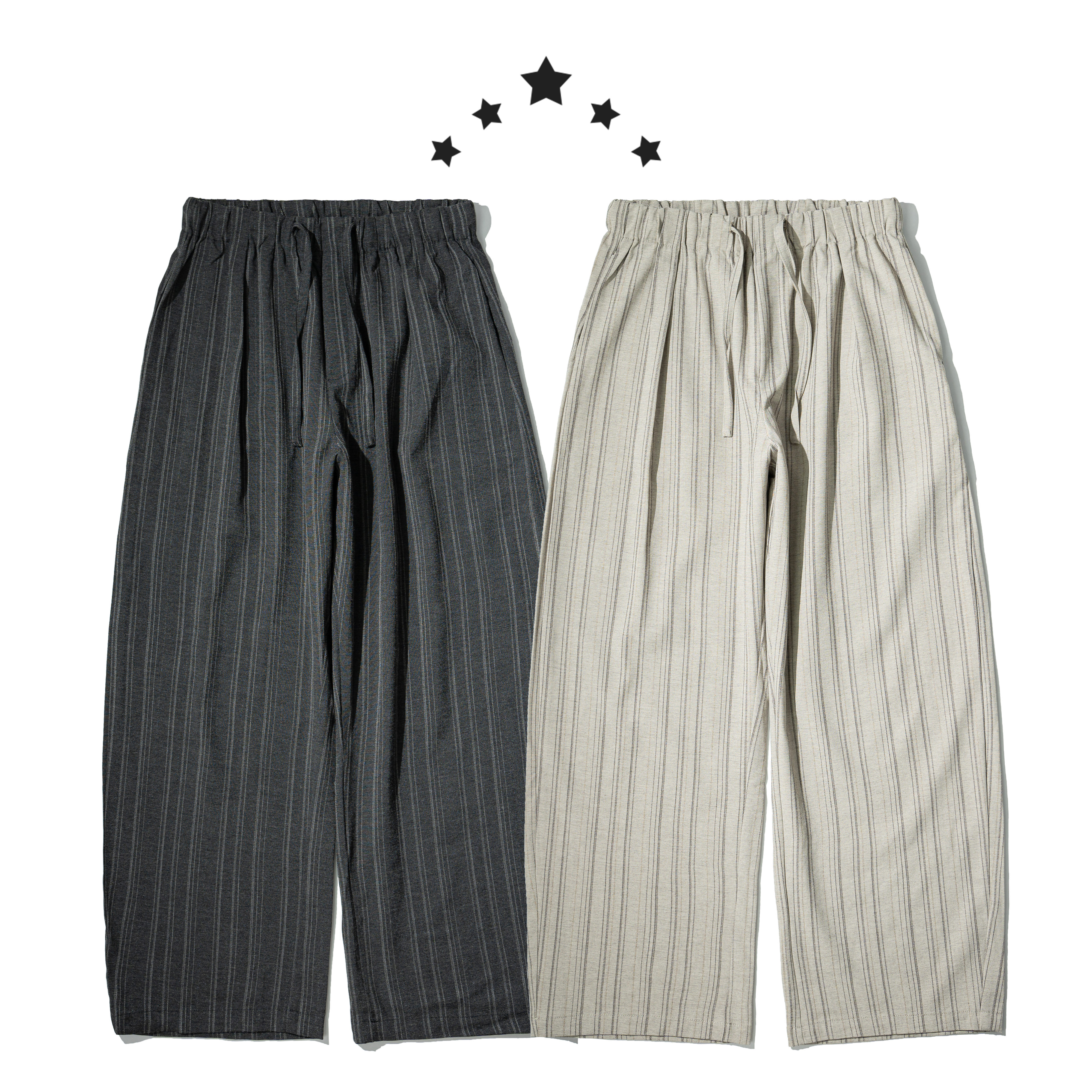 Wide Leg Stripe Pants 寬版 條紋 棉麻長褲 [A135]