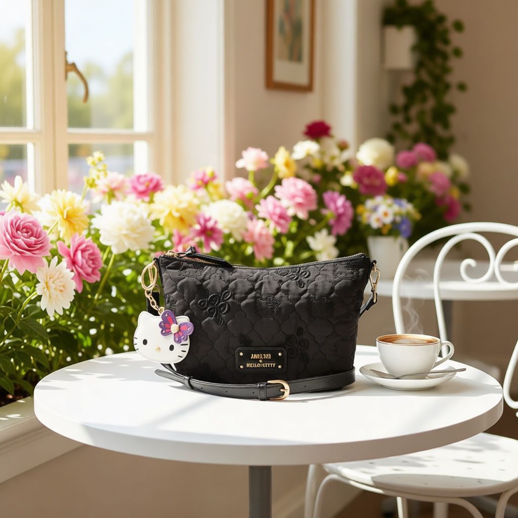 26079-KT Sanrio Hello Kitty x Anna Sui 聯乘黑雅玫瑰斜孭袋