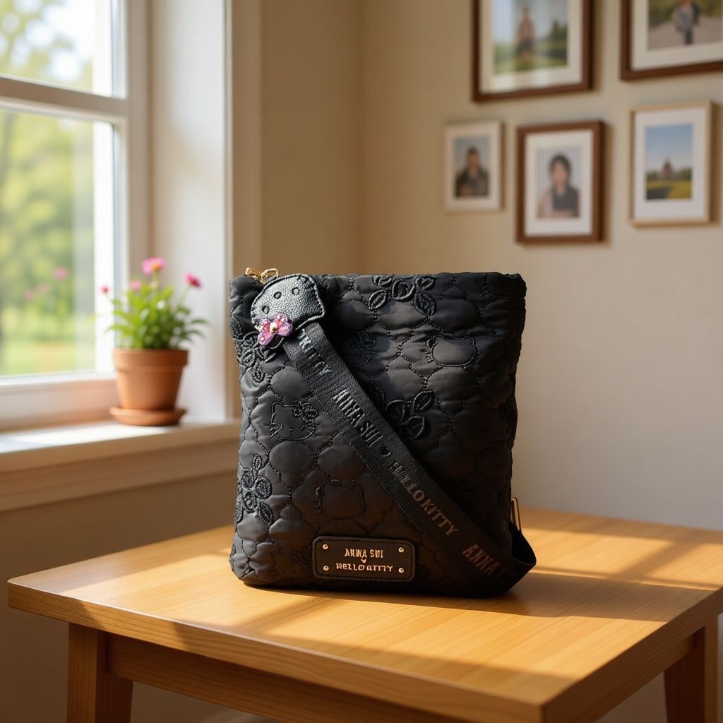 26079-KT Sanrio Hello Kitty x Anna Sui 聯乘黑雅蝶影長形斜揹手袋