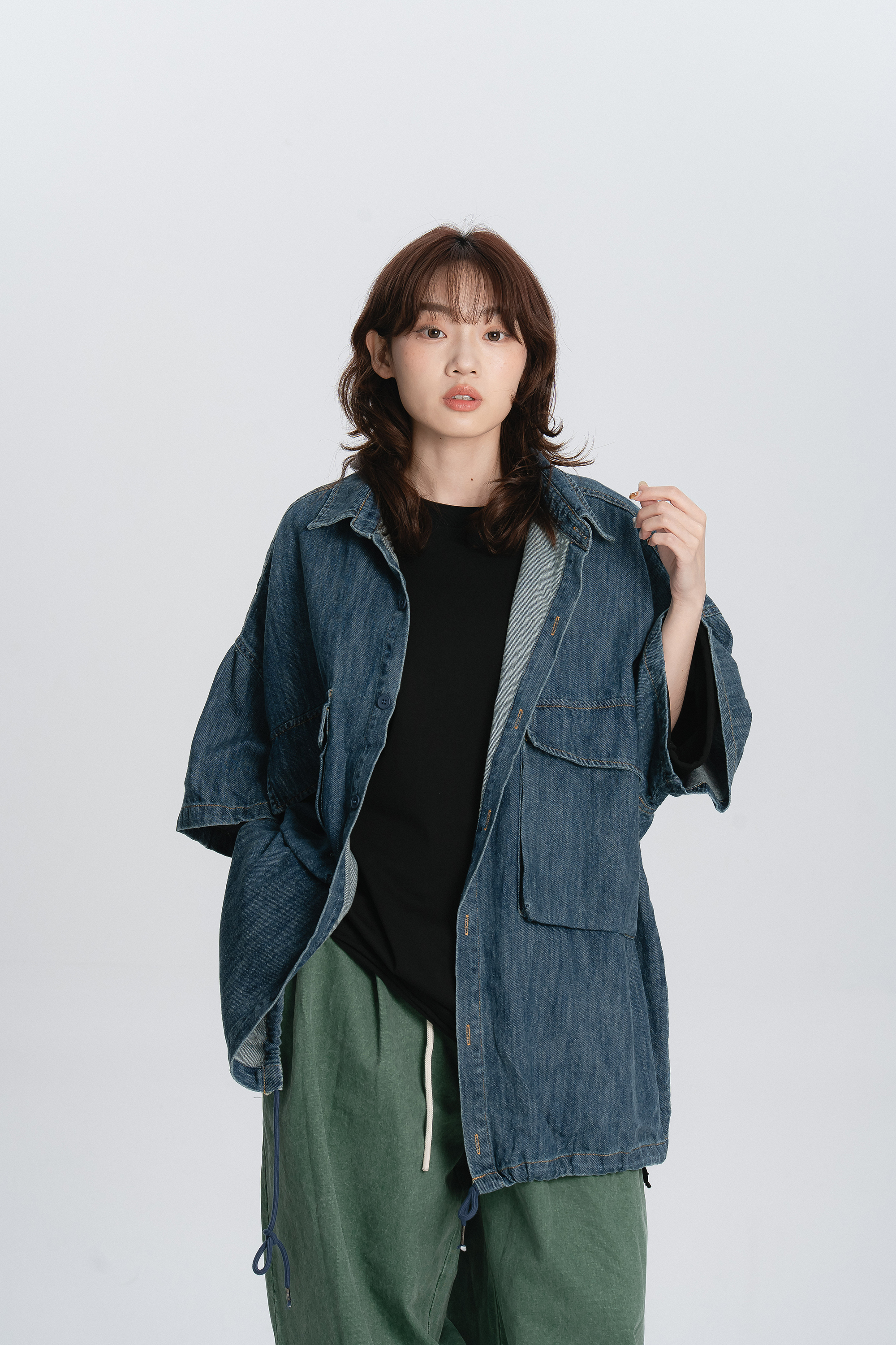 大版型水洗牛仔短襯 2色