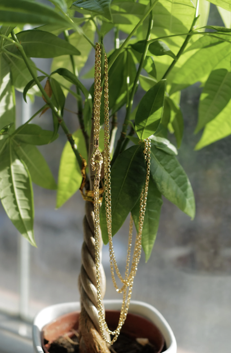 18K YG 2MM MINI SILK DOUBLE NECKLACE CHAIN