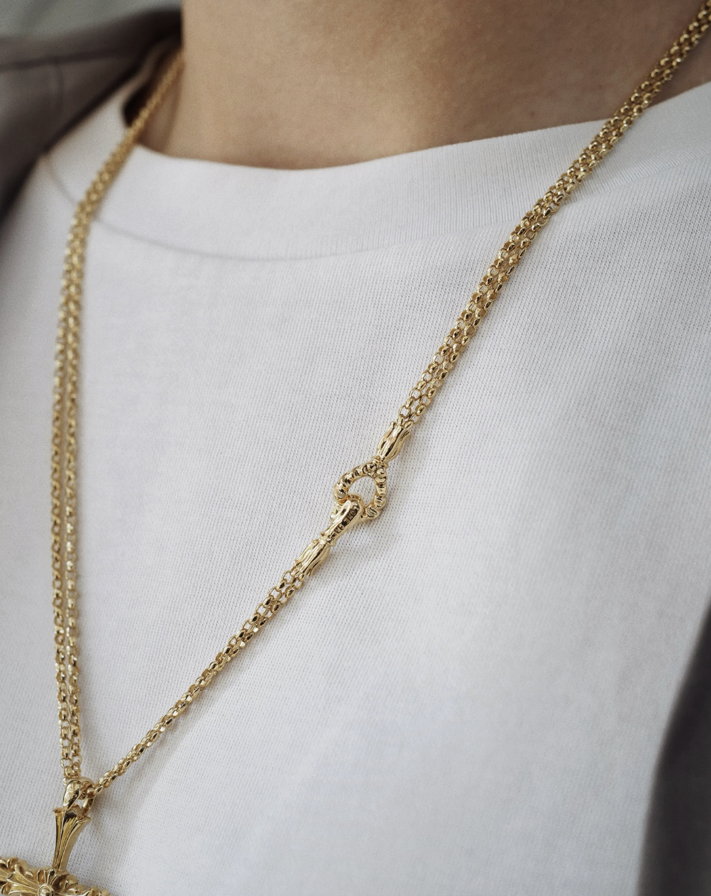 18K YG 2MM MINI SILK DOUBLE NECKLACE CHAIN