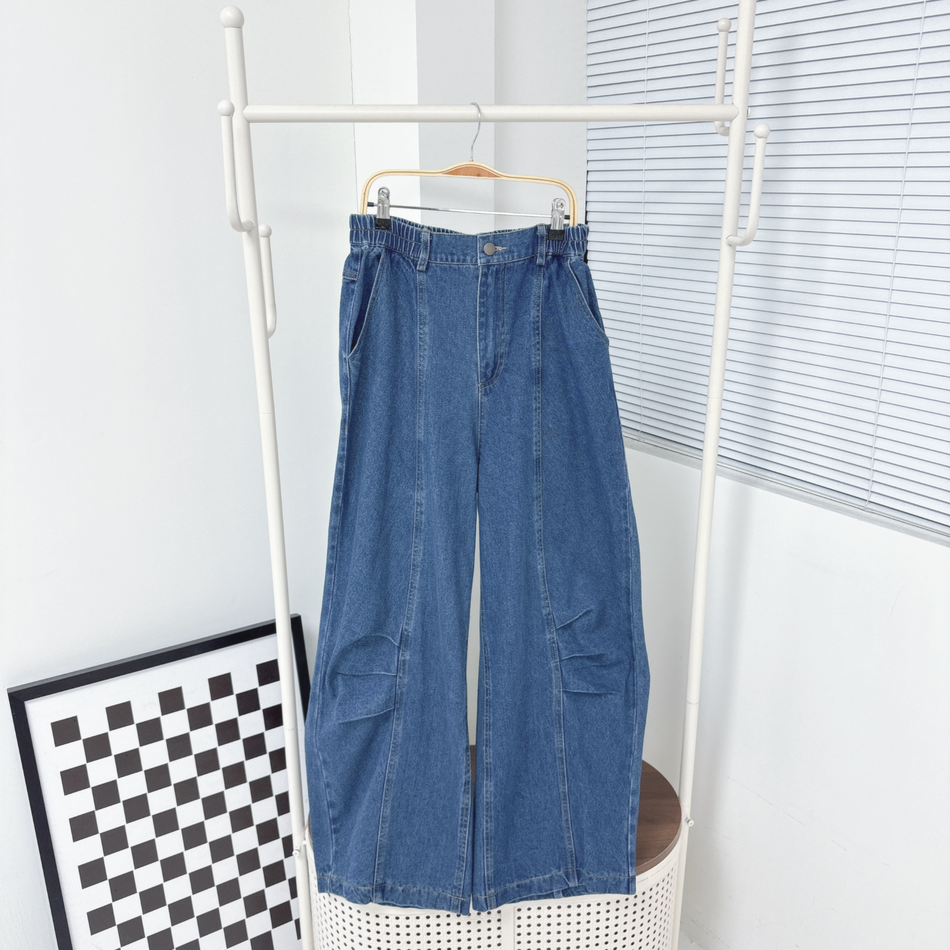 【廠家制】後橡筋腰彎刀款牛仔褲 (S19)