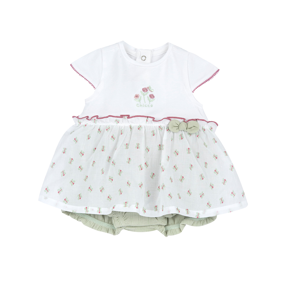 莫蘭迪花園-剪接滿版花朵包屁洋裝式兔裝