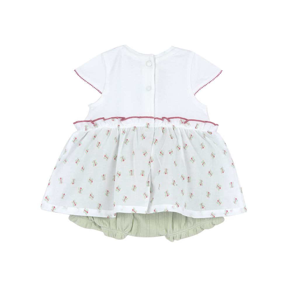 莫蘭迪花園-剪接滿版花朵包屁洋裝式兔裝