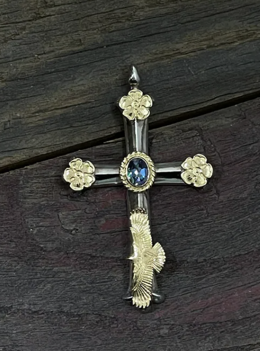 金繩Rainbow Topaz Cross/ 點金三花/ K18 Eg-05