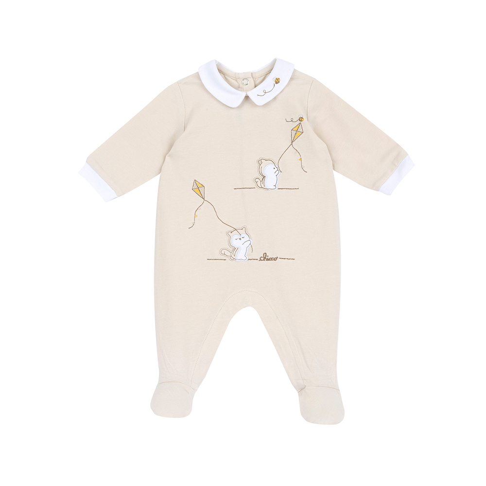 風箏松鼠-繡圖有領後開長袖兔裝