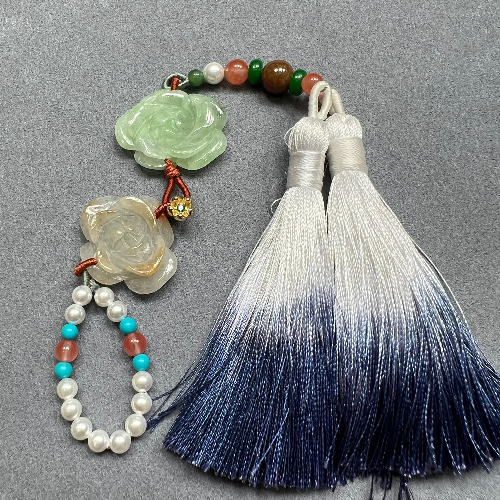 SD178 綠加黃一支花罕見掛件