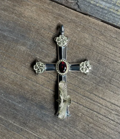 三花金繩石榴石 w/金Eg-05鷹 十字架*