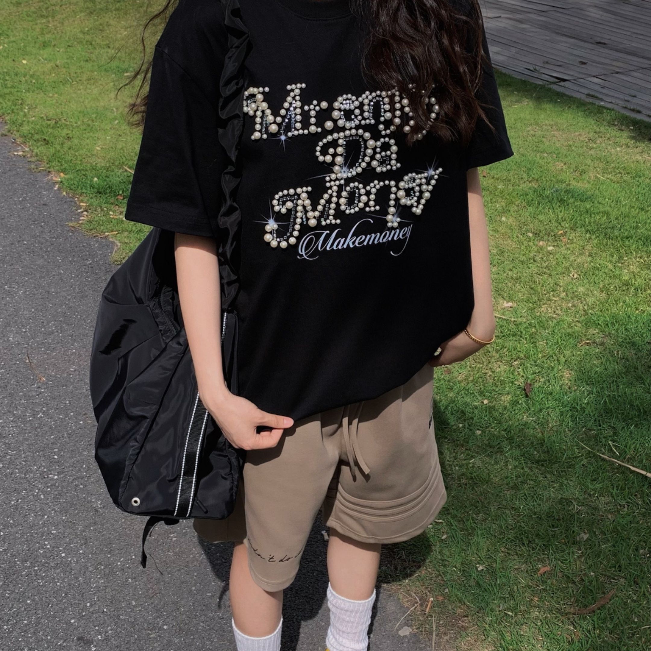 NICEDAY 代購 服飾 MEDM 黑款 珍珠 草寫 美式 潮流 MEDM02066