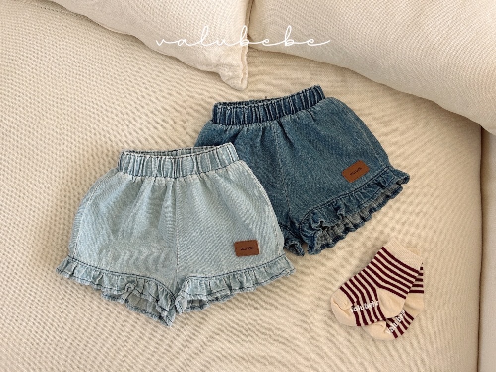 Valubebe 荷葉滾邊牛仔短褲 / 2色