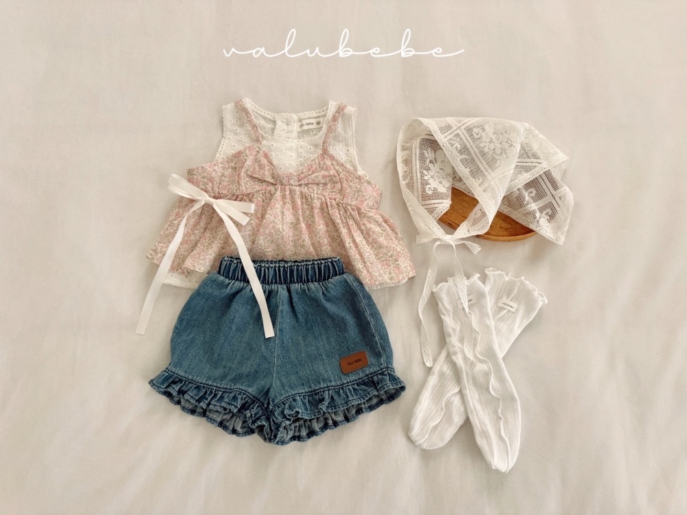 Valubebe 荷葉滾邊牛仔短褲 / 2色