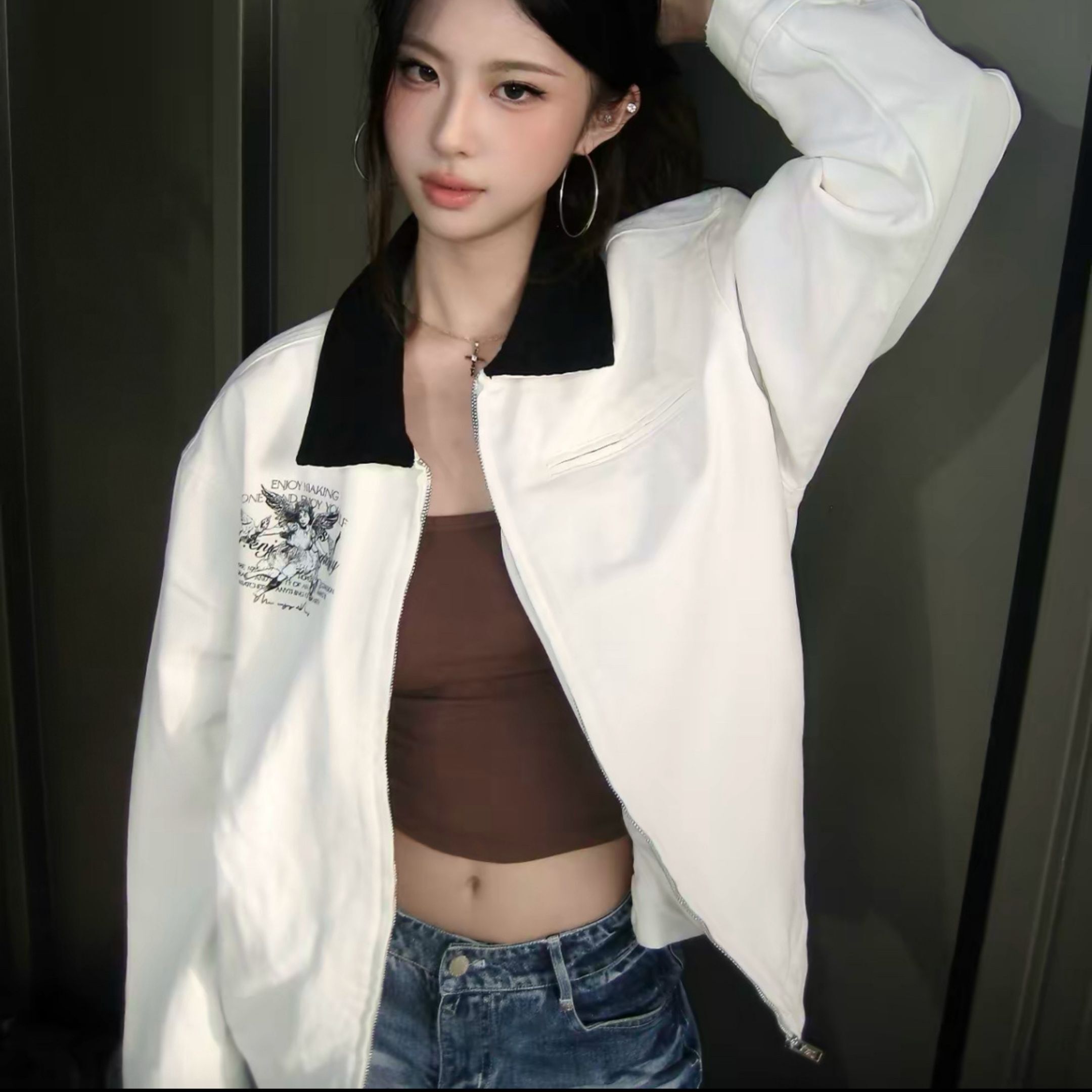 NICEDAY 代購 服飾 MEDM 黑白 天使 鴿子 素描 翻領 工裝 夾克 底特律 MEDM01531