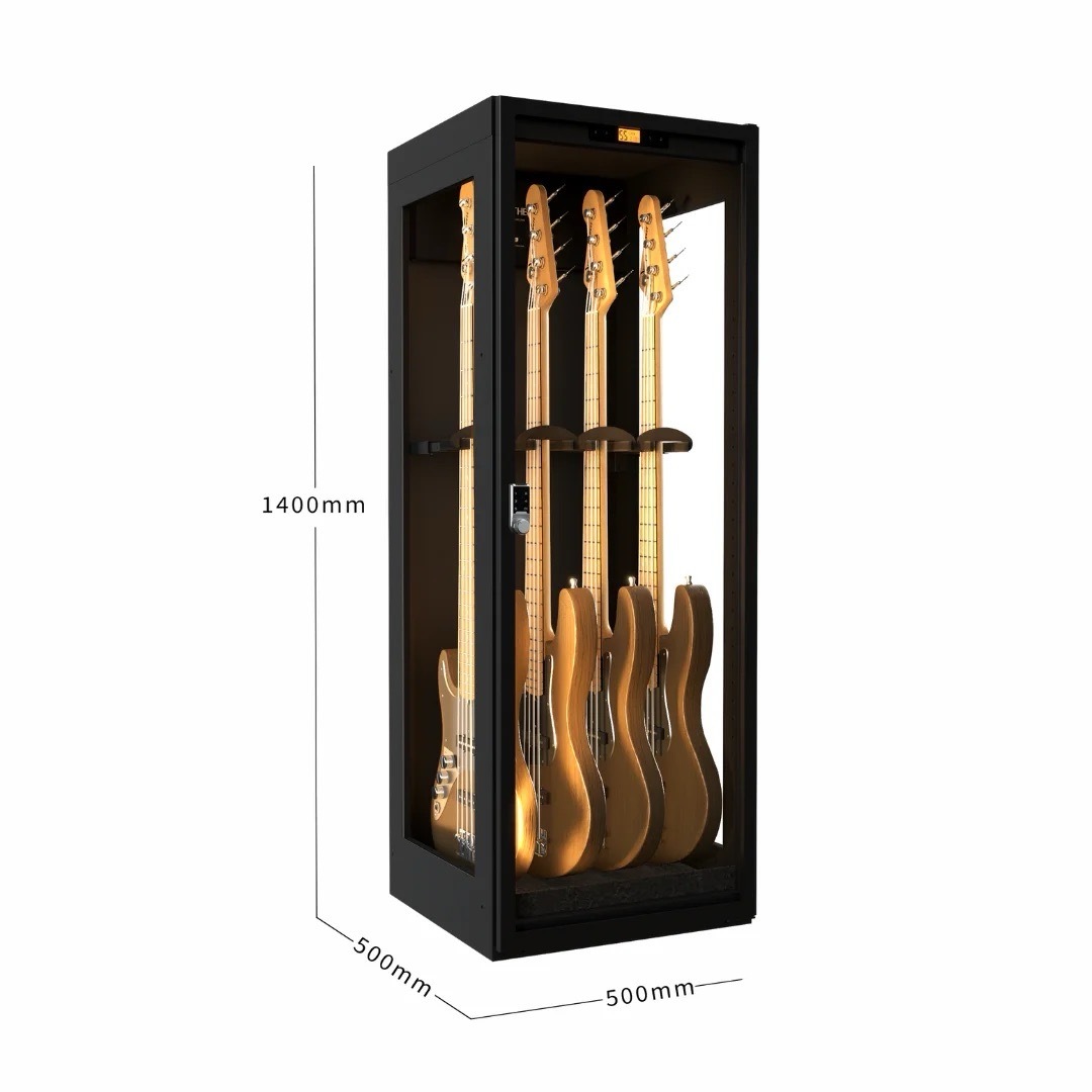 【專業除濕必備】LENTHEM 領頓 | DMI-335DT | 電貝斯防潮櫃 樂器防潮箱 兩側玻璃展示櫃（四支裝）