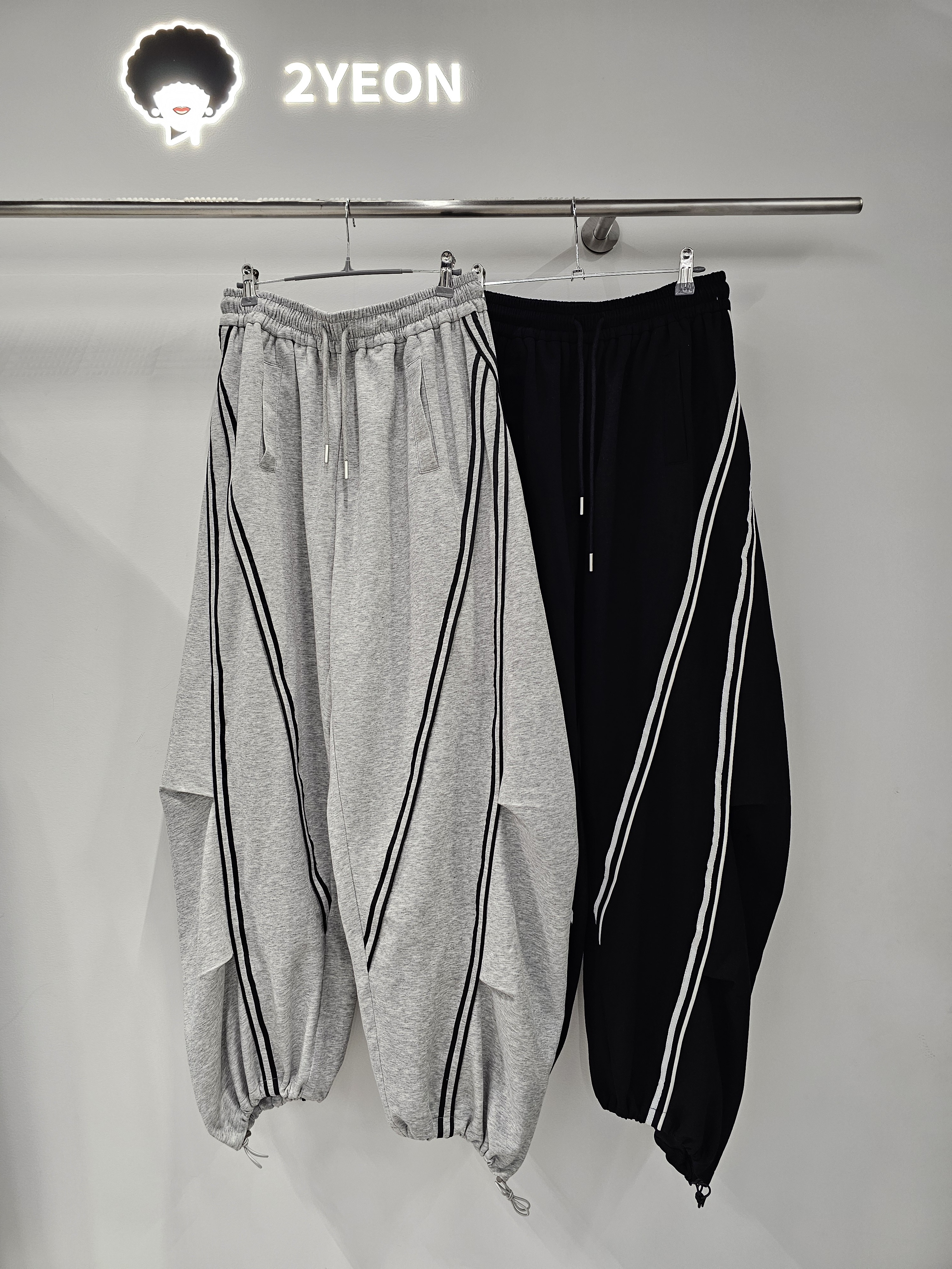 YE064 2yeon 2條線拉繩寬褲