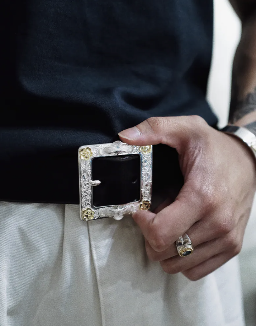 唐草木槿花Eg-05腰帶 SV925 single pin belt arabesque/K18YG hibisucus metal / eg-05(SV925)