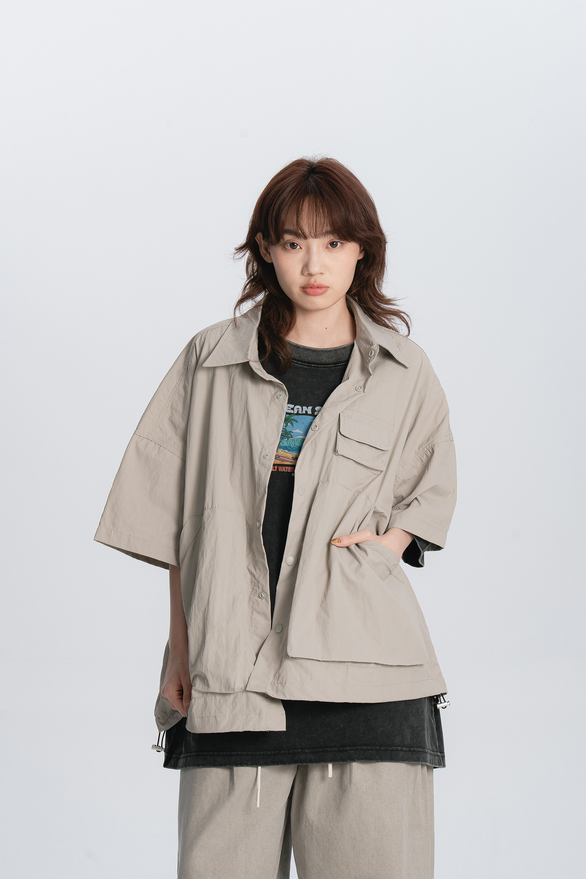 工裝大口袋短袖襯衫 2色