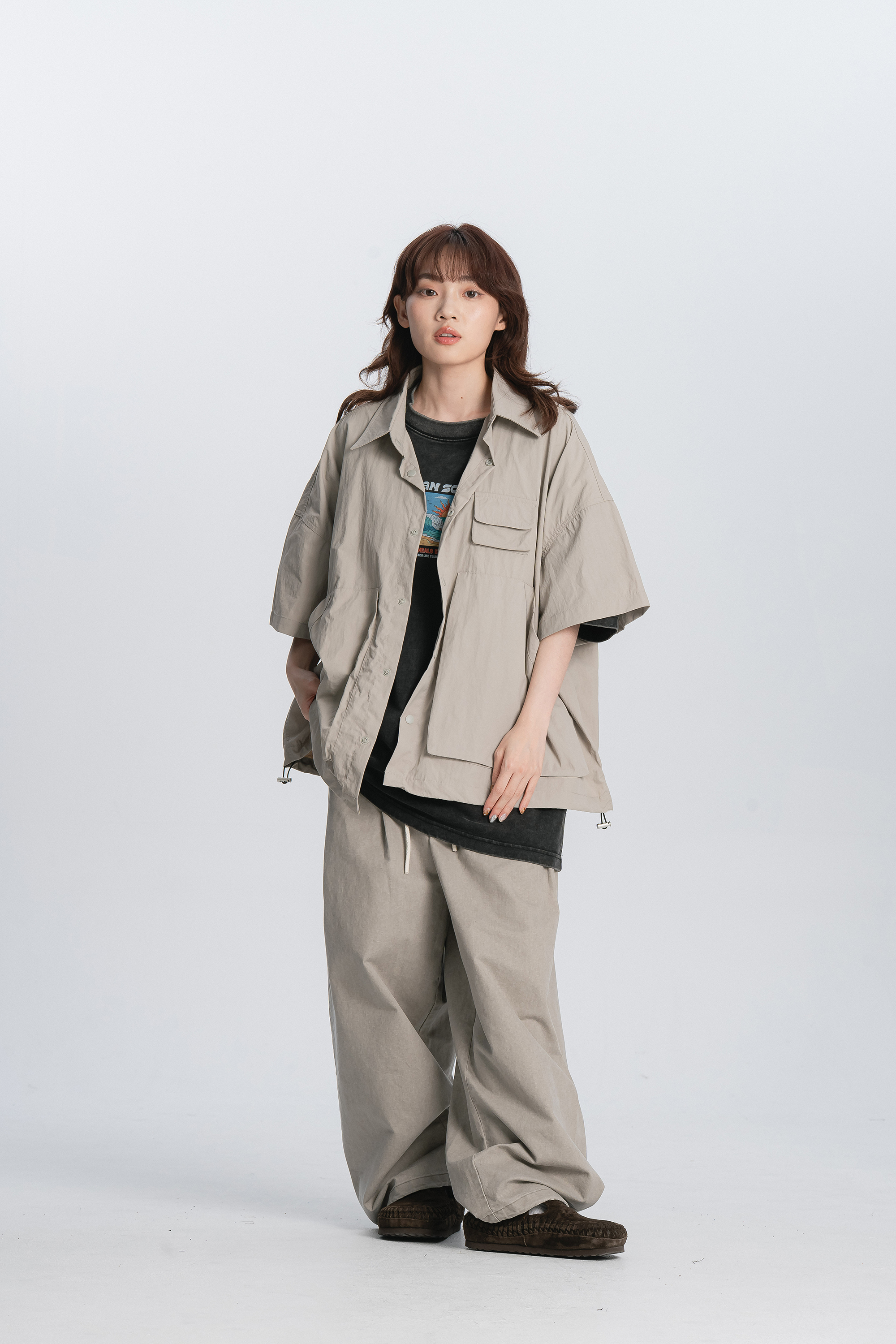 工裝大口袋短袖襯衫 2色