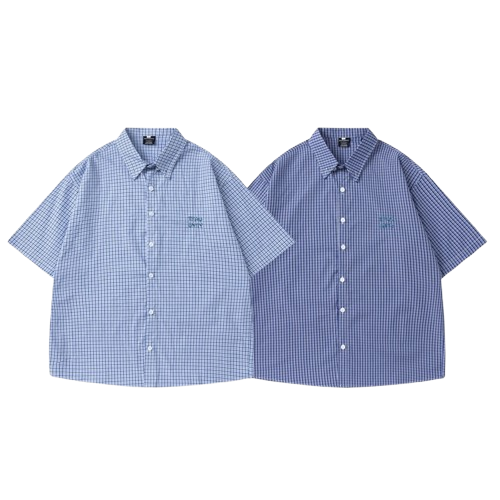 刺繡LOGO寬鬆格子襯衫