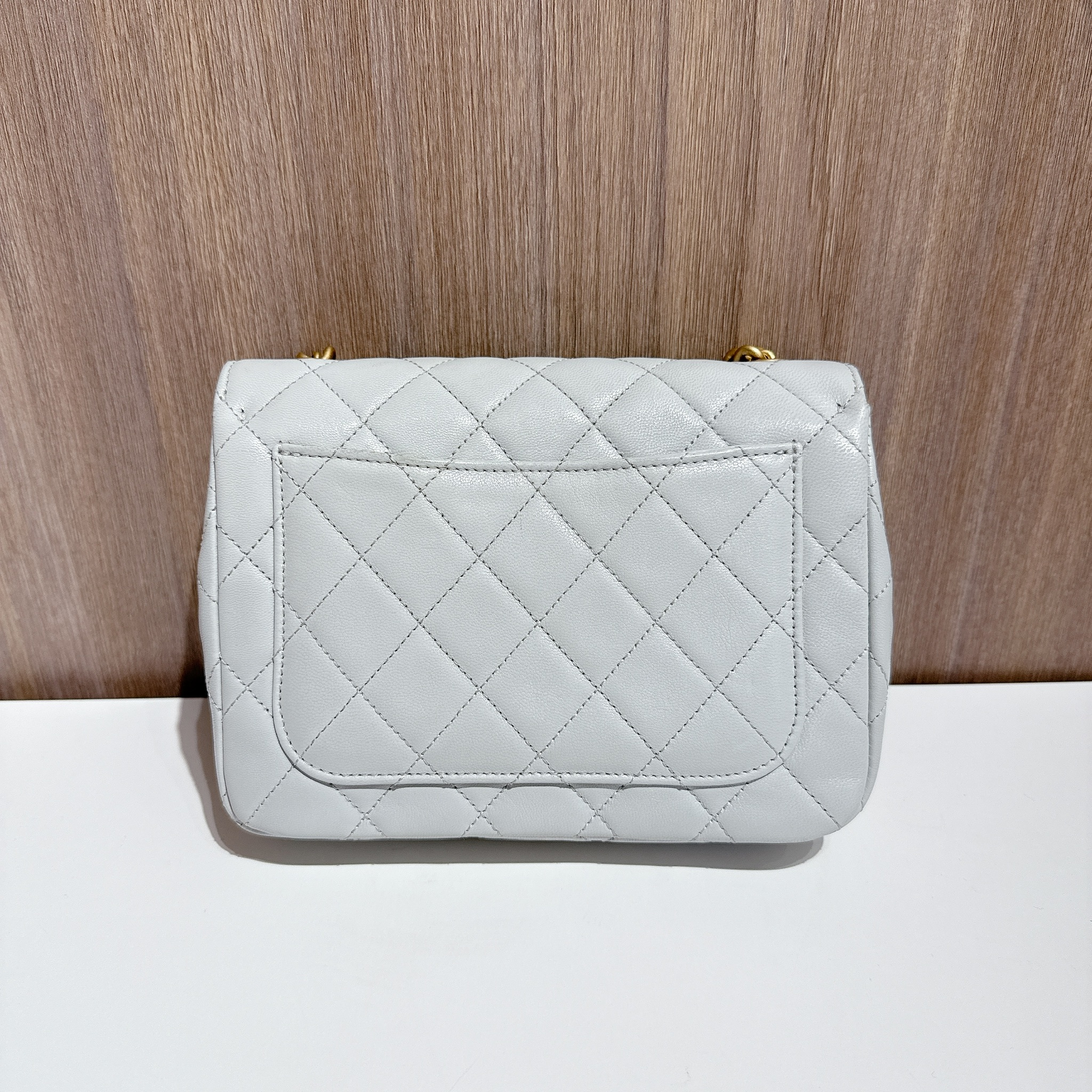 Chanel Rectangular Mini Flap Bag with Oversized Chain - White / GHW