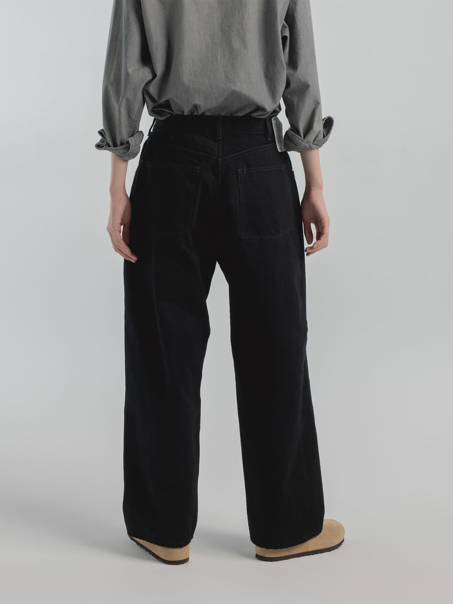 CIOTA Wide Baggy 5 Pocket Pants Dark Black（One Wash )
