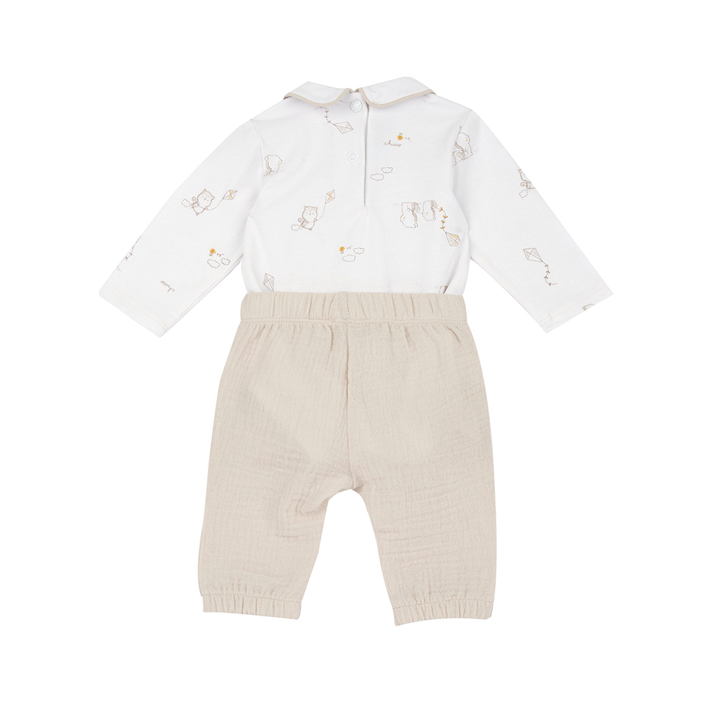 風箏松鼠-滿版長袖連身衣+長褲套裝