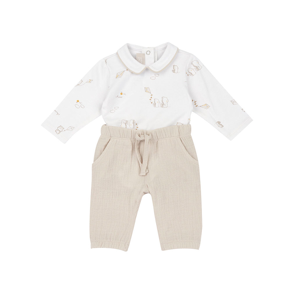 風箏松鼠-滿版長袖連身衣+長褲套裝