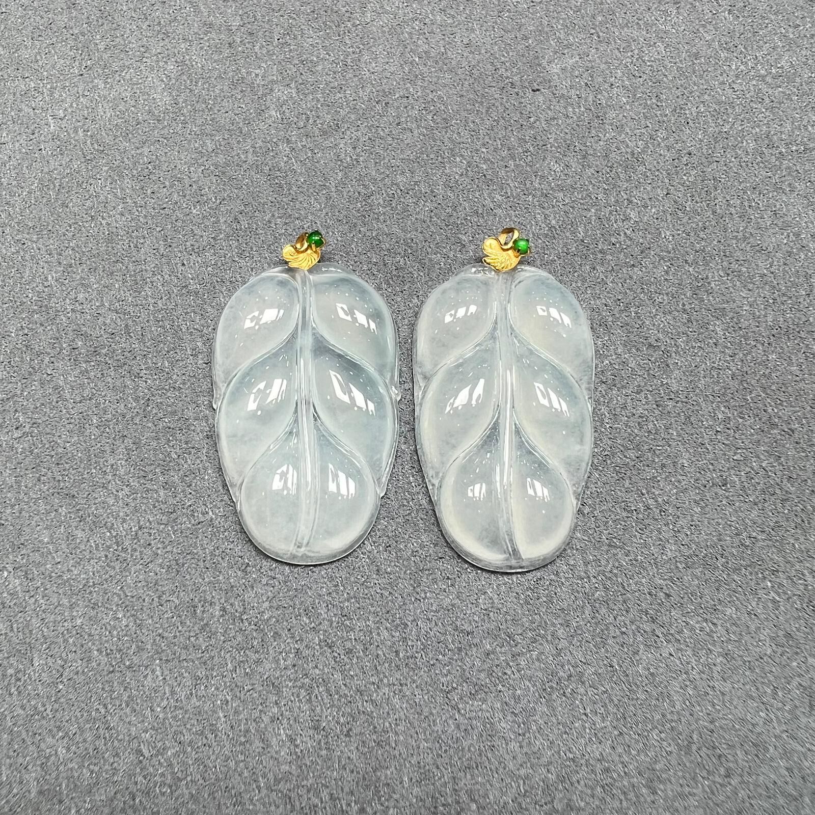 SD198 翡翠冰葉子18k吊墜 (BJ734) **連證書