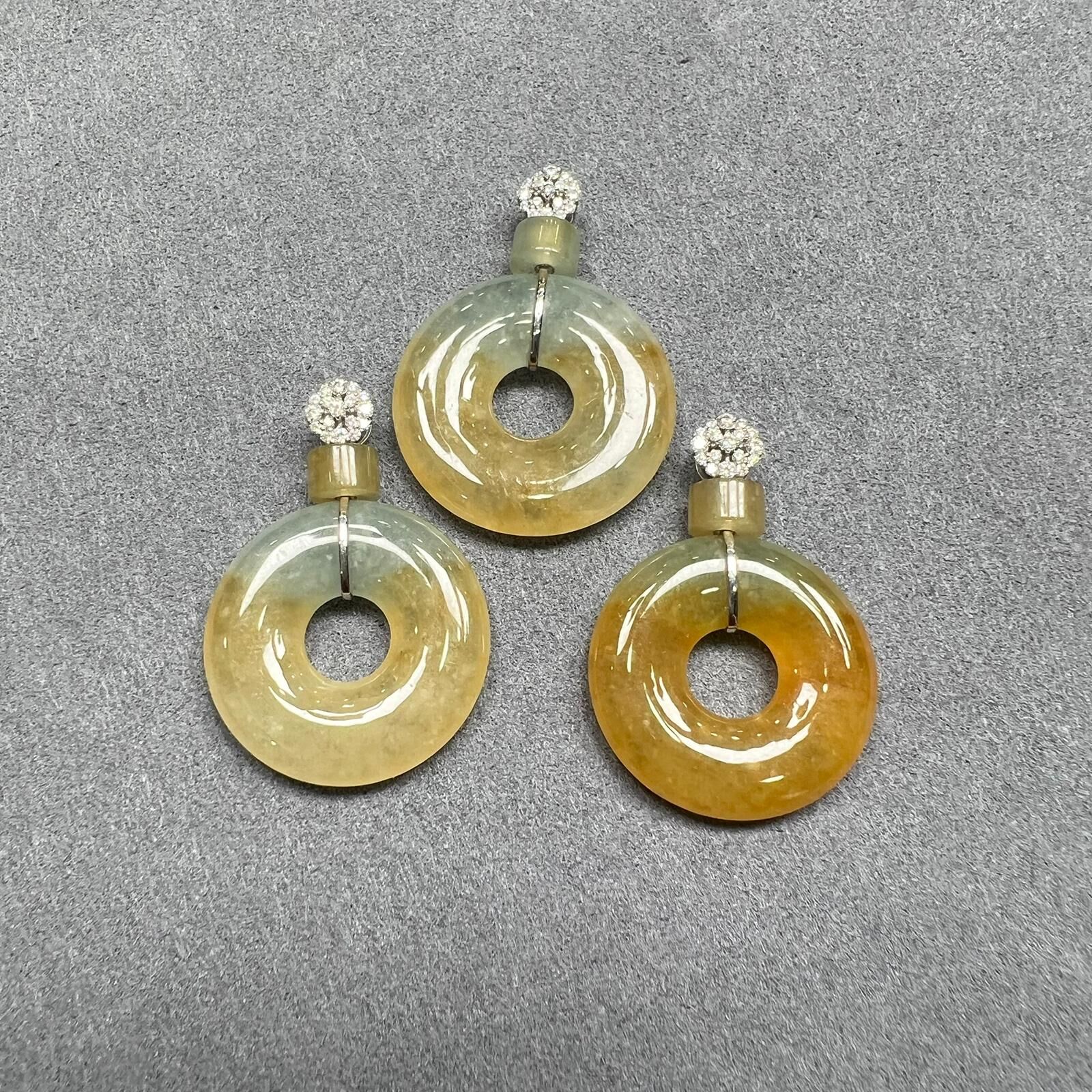 SD203 翡翠黃翡甜甜圈18k吊墜 (BJ739) **連證書