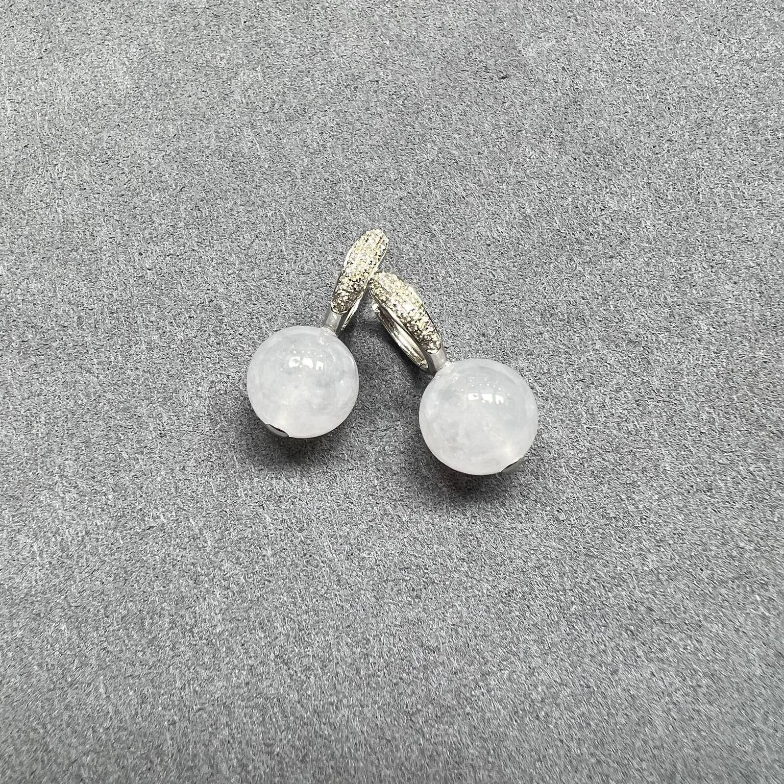 SD204 高冰翡翠圓珠耳飾 (BJ740) **連證書