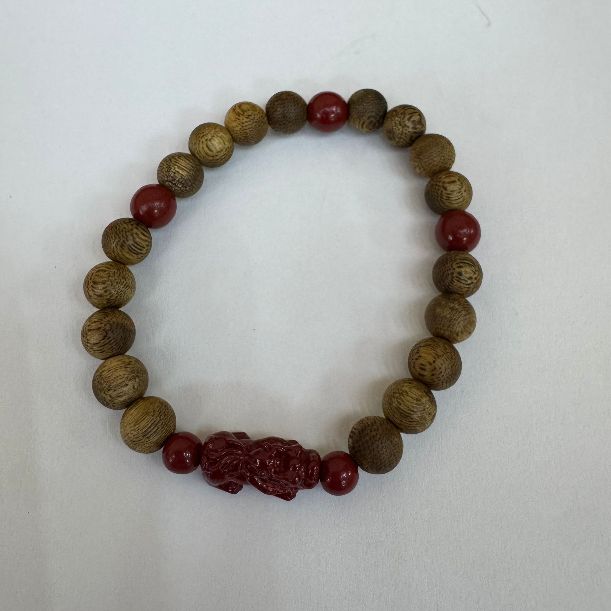 BRA-JJG0415-003 沉香硃砂貔貅手串 約8mm（已開光） (A3)