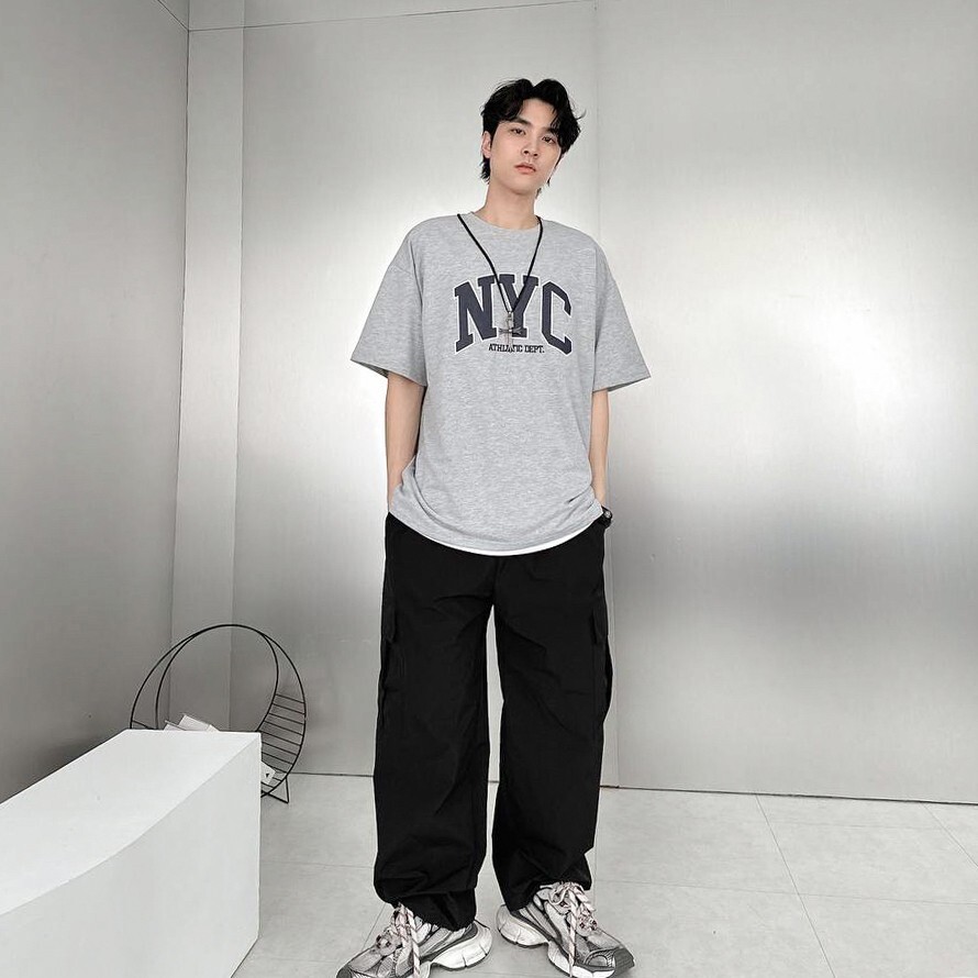 韓版 短袖 NYC 英文 黑色 灰色 男女可穿